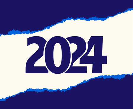 Happy New Year 2024 Holiday Abstract Blue Graphic Design Vector Logo Symbol Illustrationのイラスト素材