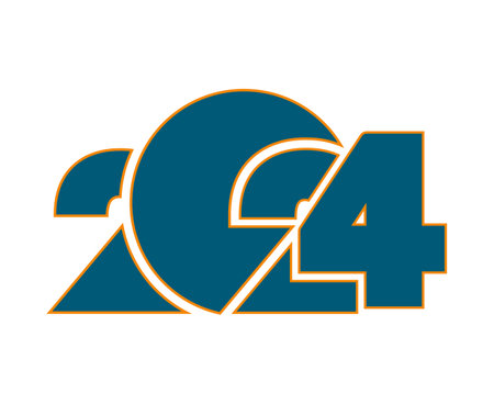 2024 Happy New Year Abstract Green And Orange Graphic Design Vector Logo Symbol Illustrationのイラスト素材