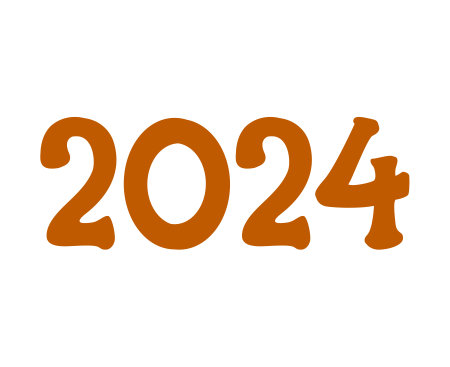 Happy New Year 2024 Abstract Brown Graphic Design Vector Logo Symbol Illustrationのイラスト素材