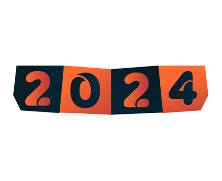 2024 Happy New Year Abstract Blue And Orange Graphic Design Vector Logo Symbol Illustrationのイラスト素材