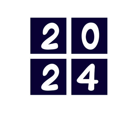 2024 New Year Abstract Blue And White Graphic Design Holiday Vector Logo Symbol Illustrationのイラスト素材