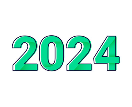 2024 New Year Abstract Blue And Green Graphic Design Holiday Vector Logo Symbol Illustrationのイラスト素材