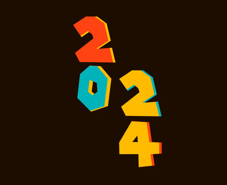2024 New Year Abstract Multicolor Graphic Design Holiday Vector Logo Symbol Illustration With Brown Backgroundのイラスト素材