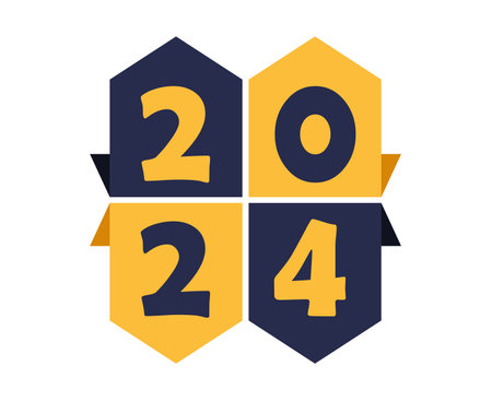 2024 New Year Abstract Yellow And Blue Graphic Design Holiday Vector Logo Symbol Illustration