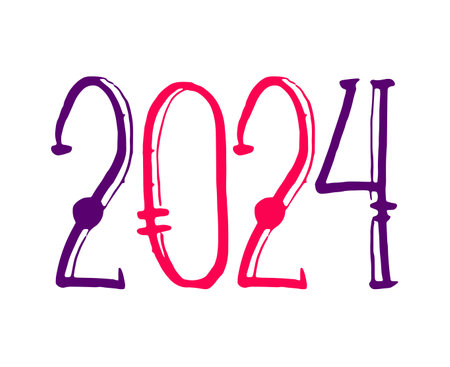 2024 Happy New Year Abstract Pink And Purple Graphic Design Vector Logo Symbol Illustrationのイラスト素材