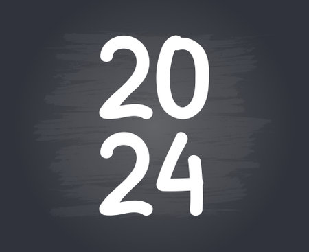 2024 Happy New Year Abstract White Graphic Design Vector Logo Symbol Illustration With Gray Backgroundのイラスト素材