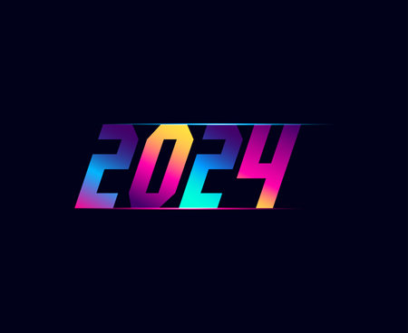 2024 Happy New Year Abstract Graphic Design Vector Logo Symbol Illustration With Black Background