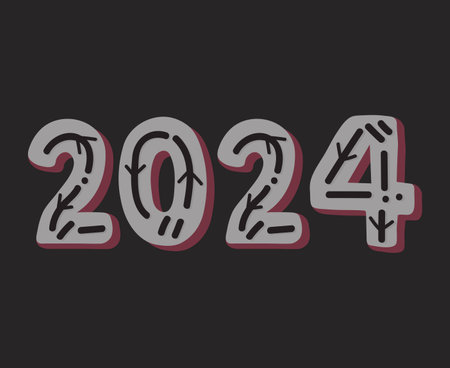 Happy New Year 2024 Abstract Gray And Maroon Graphic Design Vector Logo Symbol Illustration With...