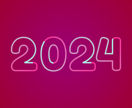 Happy New Year 2024 Abstract Graphic Design Vector Logo Symbol Illustration With Purple Backgroundのイラスト素材