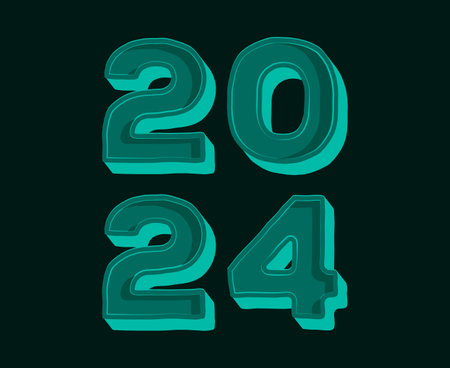 2024 Happy New Year Abstract Green Graphic Design Vector Logo Symbol Illustration With Black...