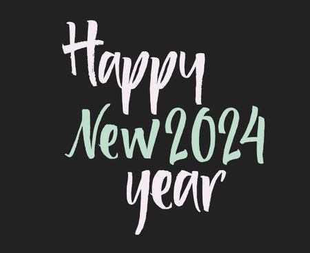 Happy New Year 2024 Abstract Graphic Design Vector Logo Symbol Illustration With Black Background