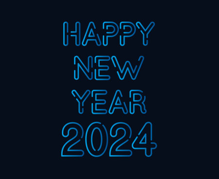 Happy New Year 2024 Abstract Blue Graphic Design Vector Logo Symbol Illustrationのイラスト素材