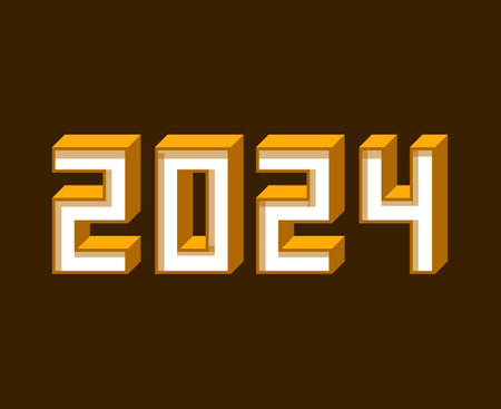 Happy New Year 2024 Abstract Brown Graphic Design Vector Logo Symbol Illustrationのイラスト素材