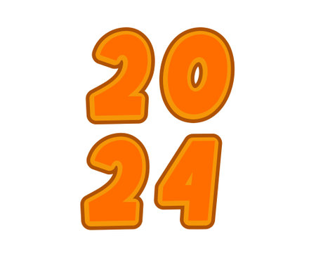 Happy New Year 2024 Abstract Orange Graphic Design Vector Logo Symbol Illustrationのイラスト素材