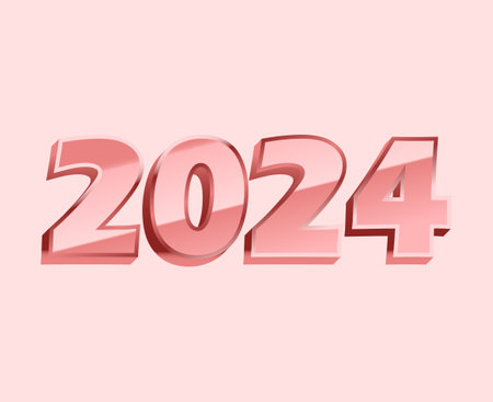 Happy New Year 2024 Abstract Pink Graphic Design Vector Logo Symbol Illustrationのイラスト素材