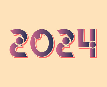 Happy New Year 2024 Abstract Purple Graphic Design Vector Logo Symbol Illustration With Pink Backgroundのイラスト素材