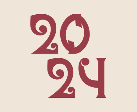 Happy New Year 2024 Abstract Maroon Graphic Design Vector Logo Symbol Illustration