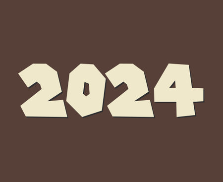 Happy New Year 2024 Abstract Brown Graphic Design Vector Logo Symbol Illustrationのイラスト素材