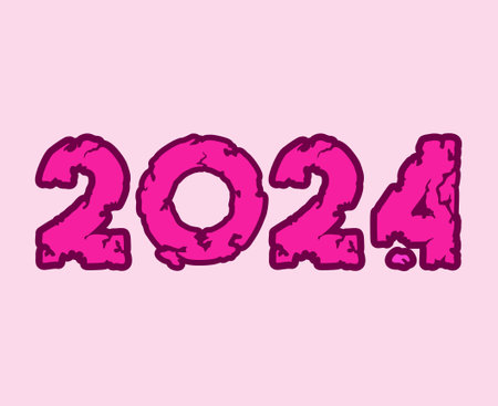 Happy New Year 2024 Abstract Purple And Pink Graphic Design Vector Logo Symbol Illustrationのイラスト素材