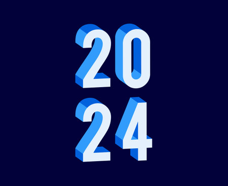 2024 Happy New Year Abstract Blue Graphic Design Vector Logo Symbol Illustrationのイラスト素材