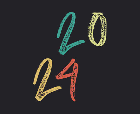 Happy New Year 2024 Abstract Graphic Design Vector Logo Symbol Illustration With Black Backgroundのイラスト素材