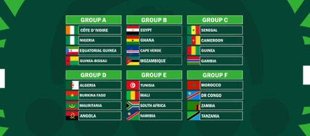 African Nations Flags 2023 Groups Teams Countries African Football Symbol Logo Design Vector Illustrationのイラスト素材