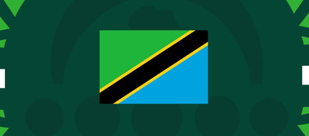 Tanzania Flag African Nations 2023 Teams Countries African Football Symbol Logo Design Vector Illustrationのイラスト素材