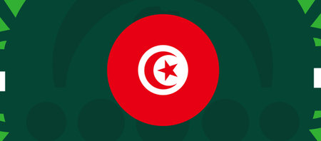 Tunisia Flag Emblem African Nations 2023 Teams Countries African Football Symbol Logo Design Vector Illustrationのイラスト素材