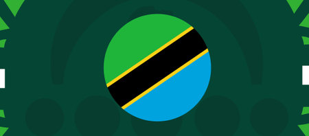 Tanzania Flag Emblem African Nations 2023 Teams Countries African Football Symbol Logo Design Vector Illustrationのイラスト素材