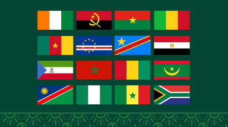 Flags Emblems African Nations 2023 Teams Countries African Football Symbol Logo Design Vector Illustrationのイラスト素材