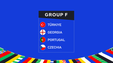 European Nations 2024 Group F Teams Emblem Design Abstract Countries European Football Symbol Logo Vector Illustrationのイラスト素材