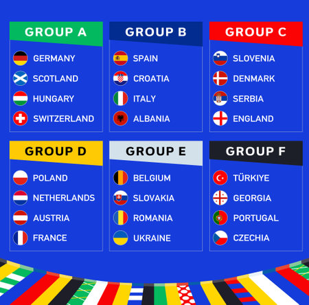 European Football 2024 Groups Emblem Teams Symbol Design Abstract European Football Nations Countries Vector illustrationのイラスト素材
