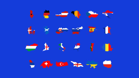 European Football 2024 Flags Map Abstract Design Symbol European Football Nations Teams Countries...