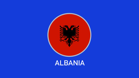 Albania Flag Emblem Teams European Nations 2024 Abstract Countries European Germany Football Symbol Logo Design Vector Illustrationのイラスト素材
