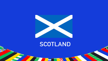 Scotland Flag Teams European Nations 2024 Symbol Abstract Countries European Germany Football Logo Design Vector Illustrationのイラスト素材