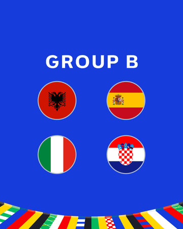 Group B Emblem Flag European Nations 2024 Teams Countries European Germany Football Symbol Logo Design Vector Illustrationのイラスト素材