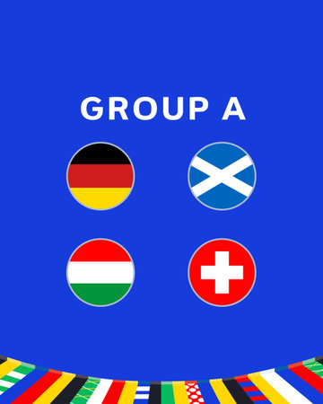 Group A Flag European Nations 2024 Teams Countries European Germany Football Symbol Logo Design Vector Illustrationのイラスト素材