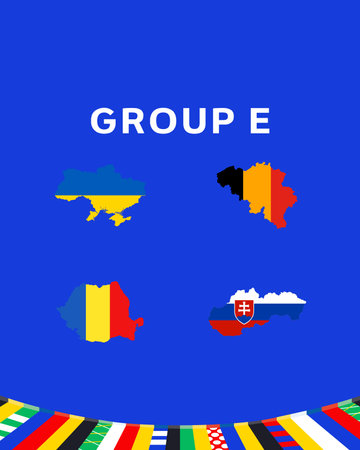 Group E Flag Map European Nations 2024 Teams Countries European Germany Football Symbol Logo Design Vector Illustrationのイラスト素材