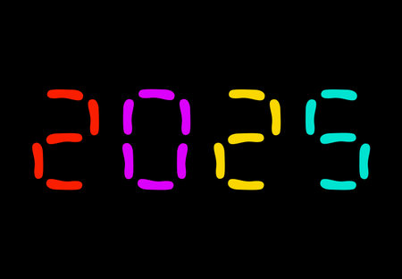2024 Happy New Year Typography Multicolor Design Abstract Vector Illustration With Black Background