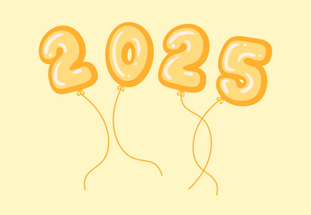 2024 Happy New Year Design Ballons Orange Abstract Vector Illustrationのイラスト素材