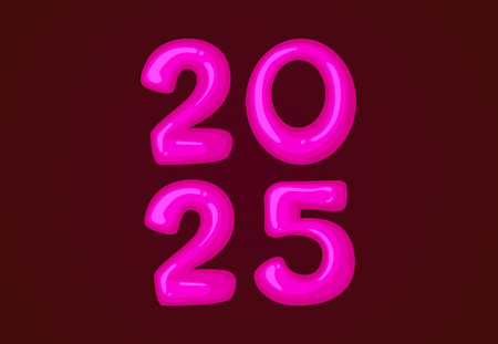 2024 Happy New Year Design Pink Abstract Realistic Decoration Vector Illustration With Red Backgroundのイラスト素材