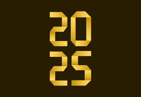 Happy New Year 2025 Design Gold Realistic Decoration Abstract Vector Illustrationのイラスト素材