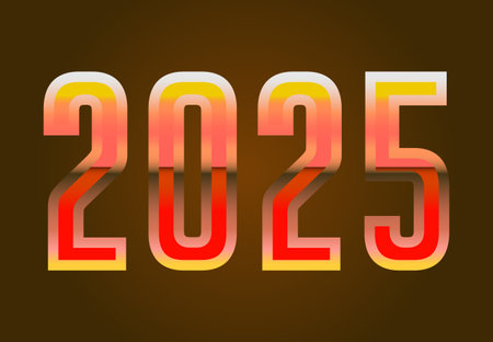 2025 Happy New Year Design Orange Gradient Glitter Abstract Vector Illustrationのイラスト素材