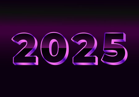 Happy New Year 2025 Purple Realistic Decoration Elegant Design Abstract Vector Illustrationのイラスト素材