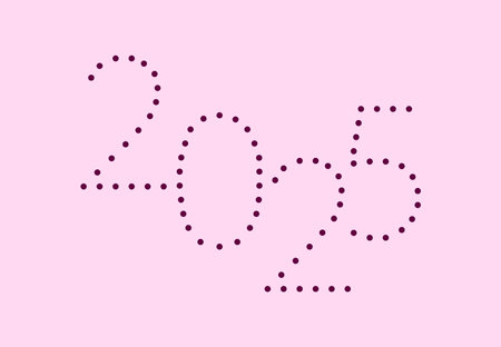 2025 Happy New Year Pixel Points Typography Design Abstract  Symbol Vector Illustration