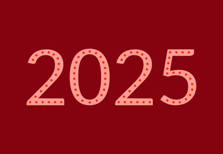 2025 Happy New Year Abstract Red Design  Symbol Vector Illustrationのイラスト素材