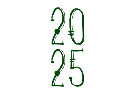 2025 Happy New Year Design Typography Green Abstract   Symbol Vector Illustrationのイラスト素材