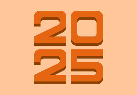 2025 Happy New Year Design Orange Elegant Abstract  Symbol Vector Illustration