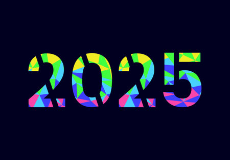 Happy New Year 2025 Multicolor Design Abstract Vector Illustration With Blue Background
