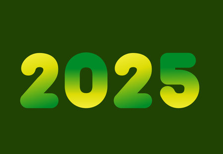 2025 Happy New Year Green And Yellow Gradient Design Abstract Vector Illustration